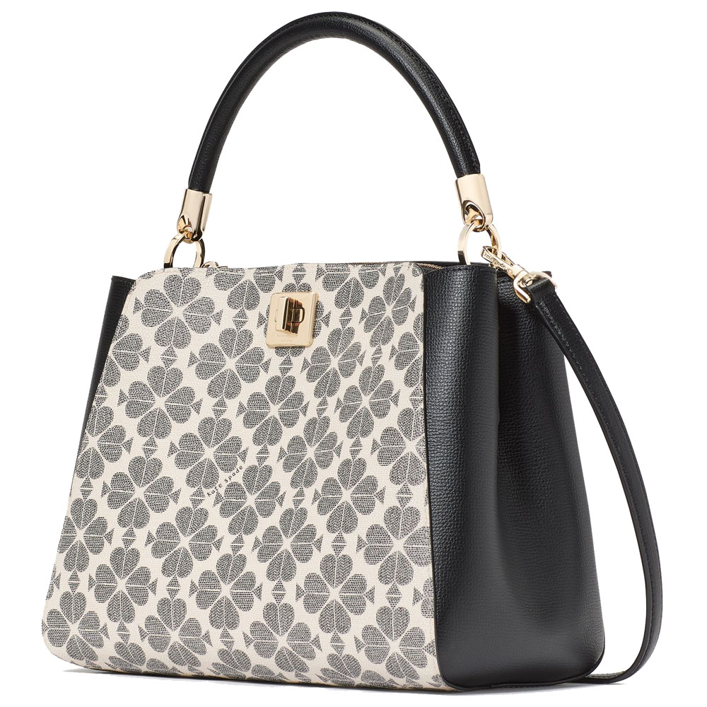 Kate Spade Spade Flower Pvc Medium Top Handle Satchel Black Multi # KK998