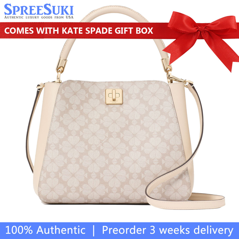 Kate Spade Spade Flower Pvc Medium Top Handle Satchel Dark Beige Multi # KK998