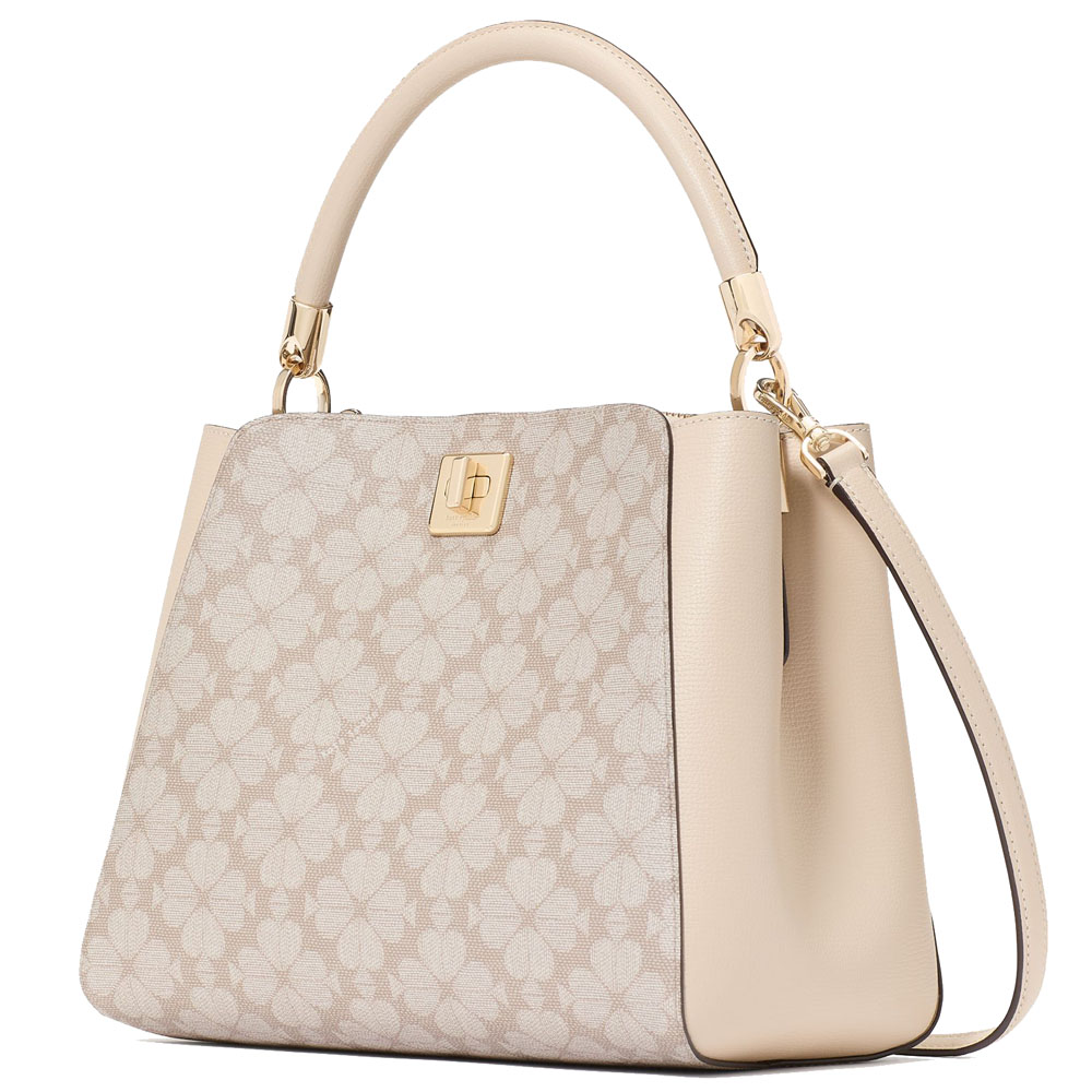 Kate Spade Spade Flower Pvc Medium Top Handle Satchel Dark Beige Multi # KK998