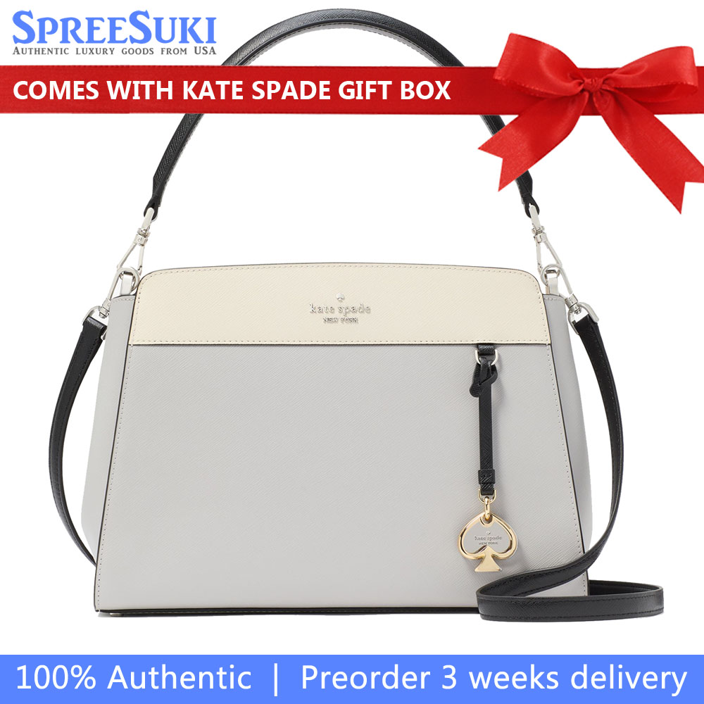 Kate Spade Madison Medium Top Handle Satchel Platinum Grey Multi # KK286