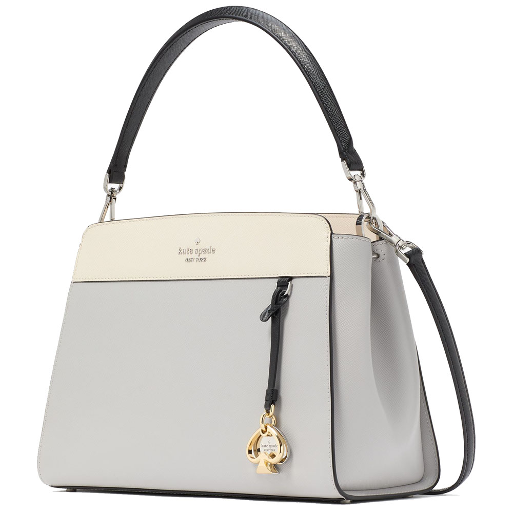 Kate Spade Madison Medium Top Handle Satchel Platinum Grey Multi # KK286