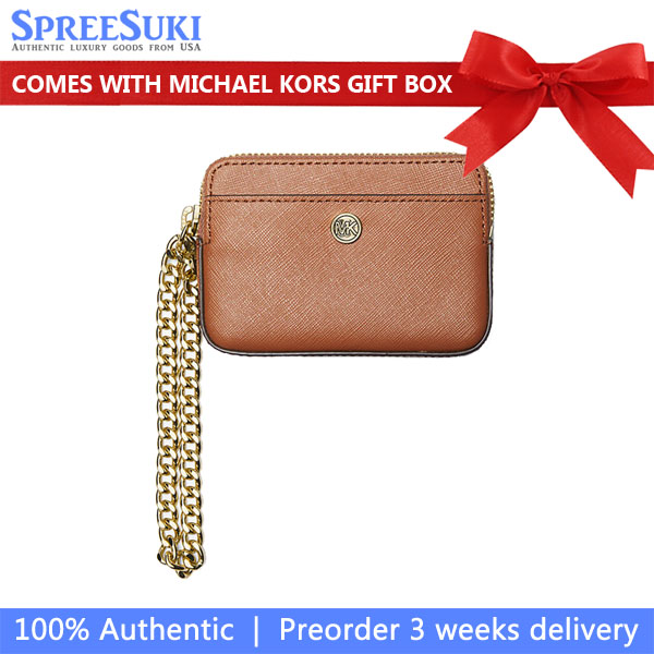 Michael Kors Medium Saffiano Leather Chain Card Case Luggage # 35R3GTVD6L