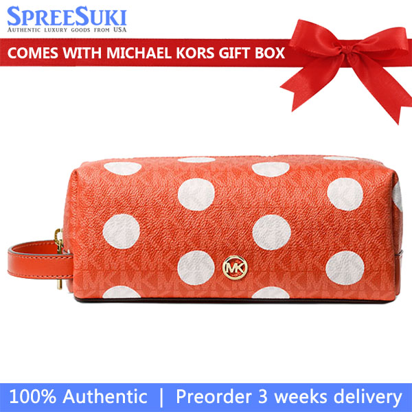 Michael Kors Jet Set Polka Dot Signature Logo Travenuel Kit Red Clay # 35S5GTFN2N