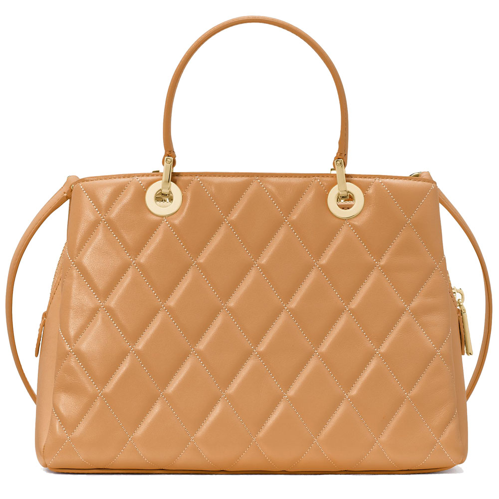 Kate Spade Crossbody Bag Sling Carey Smooth Quilted Sullivan Satchel Tiramisu Mousse # KH227