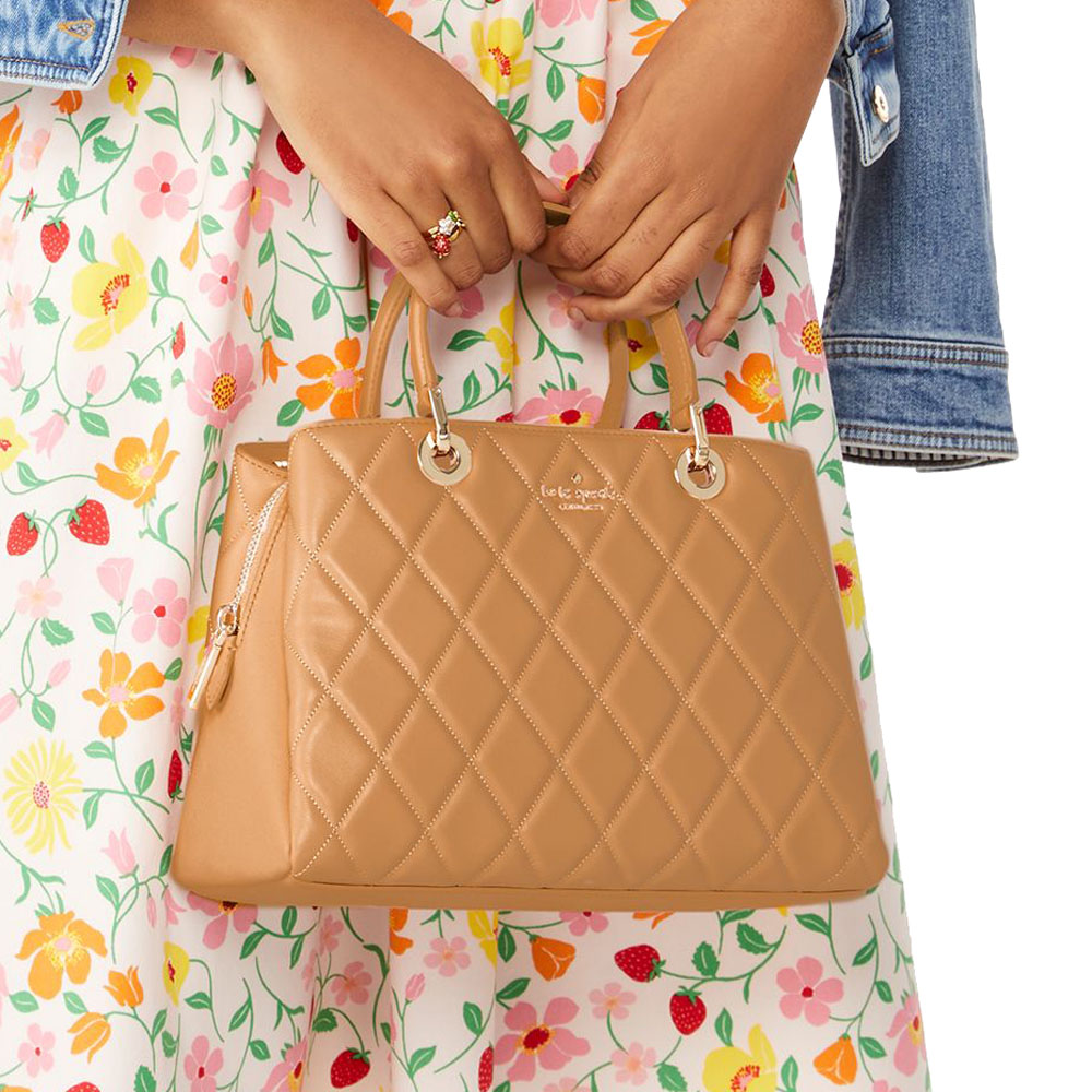 Kate Spade Crossbody Bag Sling Carey Smooth Quilted Sullivan Satchel Tiramisu Mousse # KH227