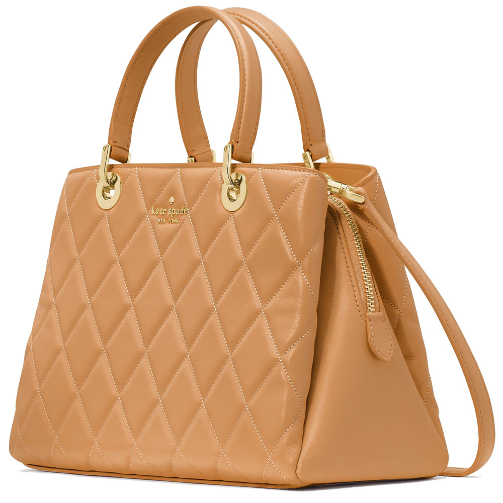 Kate Spade Crossbody Bag Sling Carey Smooth Quilted Sullivan Satchel Tiramisu Mousse # KH227