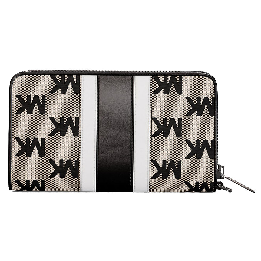 Michael Kors Jet Set Travenuel Large Striped Logo Jacquard Smartphone Wristlet Black # 35R5STVE3J
