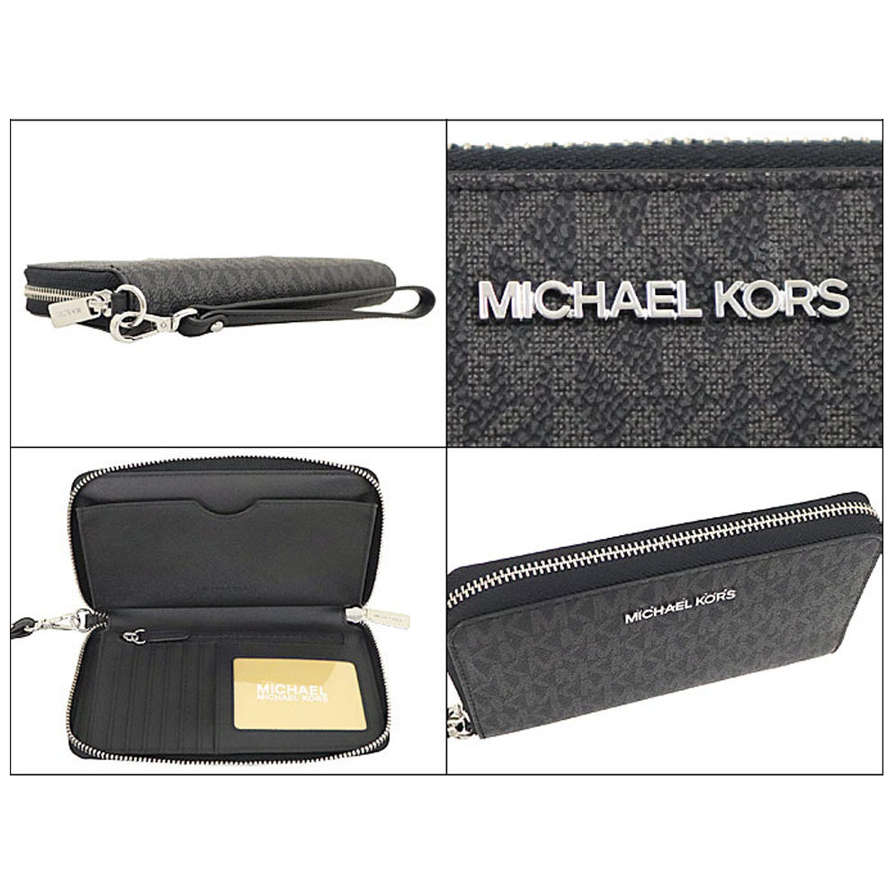 Michael Kors Jet Set Large Signature Logo Smartphone Wallet Black # 35F8STVW9B