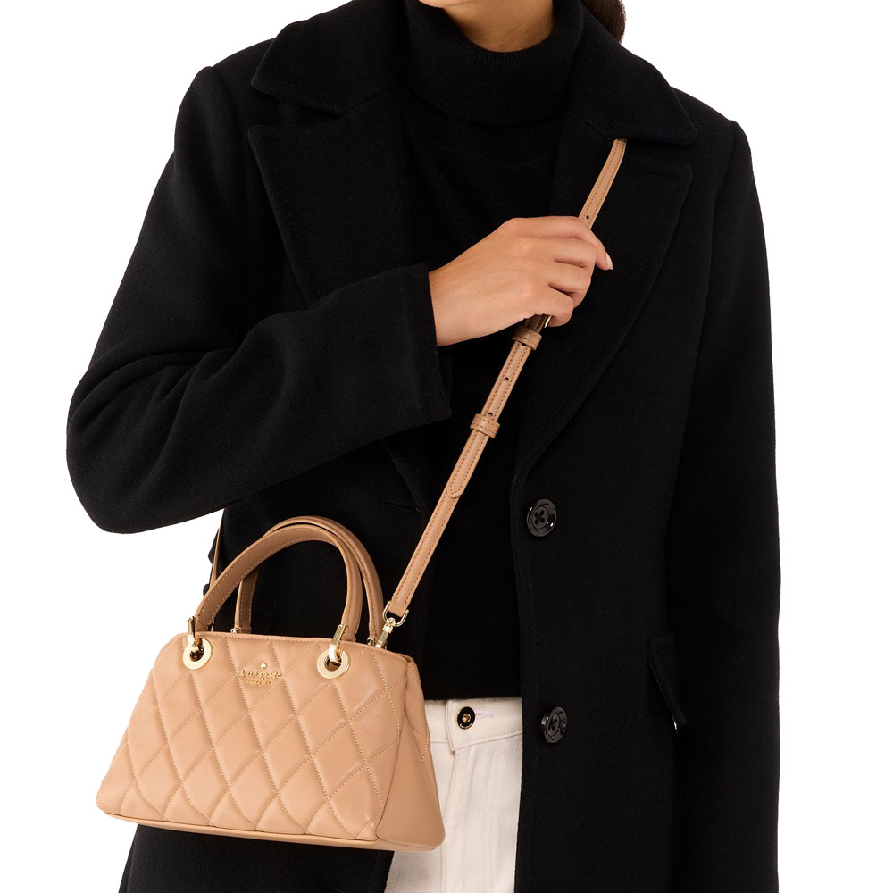 Kate Spade Carey Small Quilted Sullivan Satchel Tiramisu Mousse # KI849
