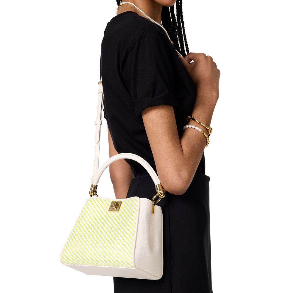 Kate Spade Phoebe Straw Small Top Handle Bag Lime Slushy Multi # KL046