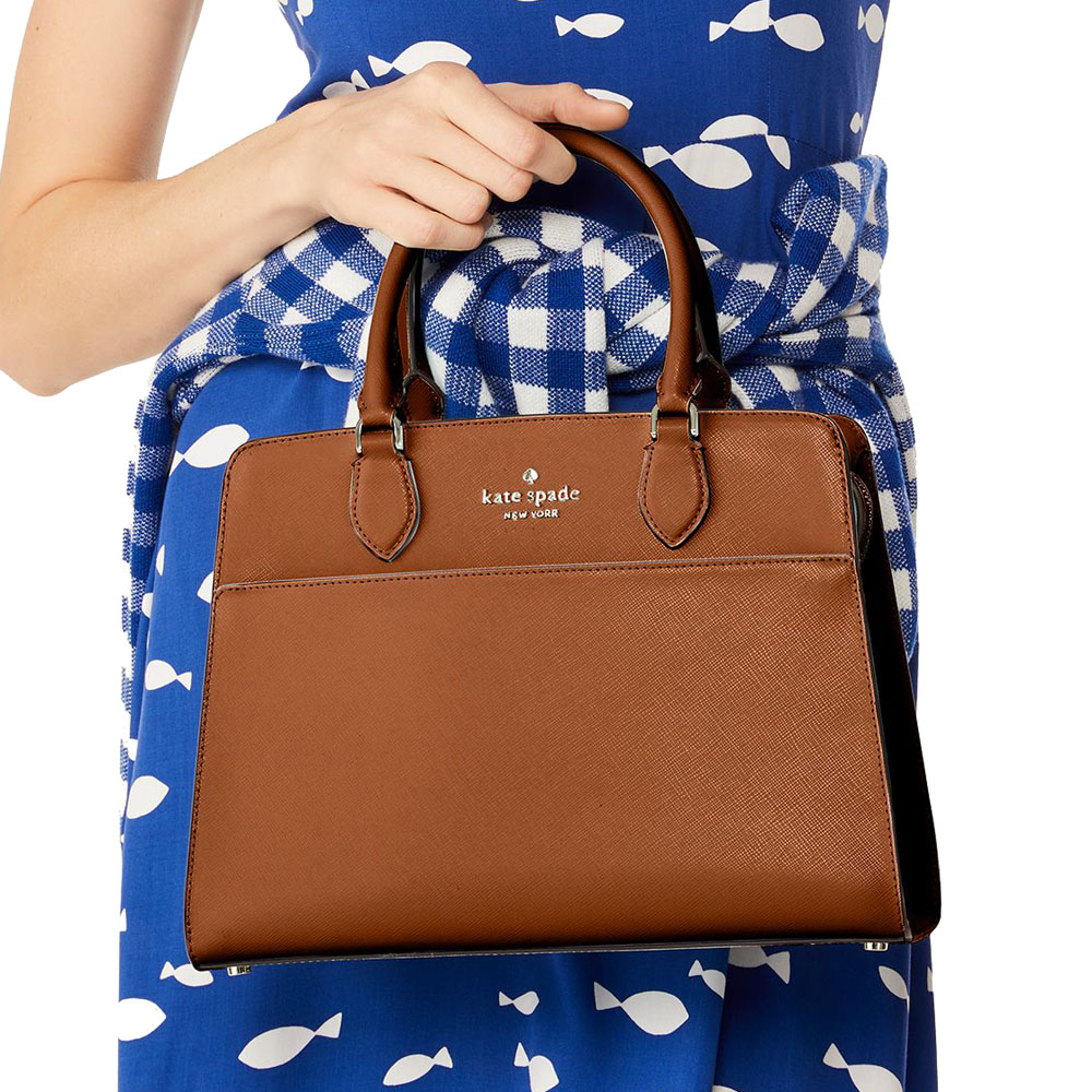 Kate Spade Crossbody Bag Sling Madison Saffiano Leather Medium Satchel Cavern Clay # KC436