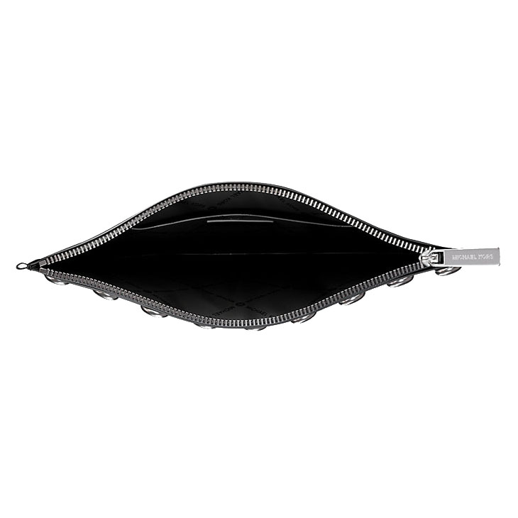 Michael Kors Jet Set Large Studded Pebbled Leather Wristlet Black # 35S5STVW3I