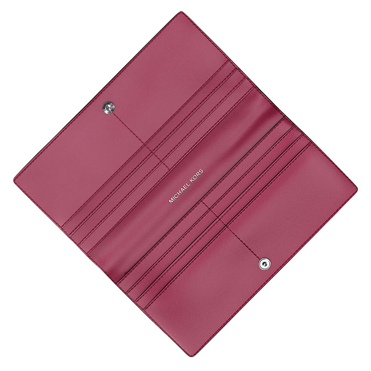 Michael Kors Reed Large Pebbled Leather Wallet Dk Raspberry # 35F4S6RE3L
