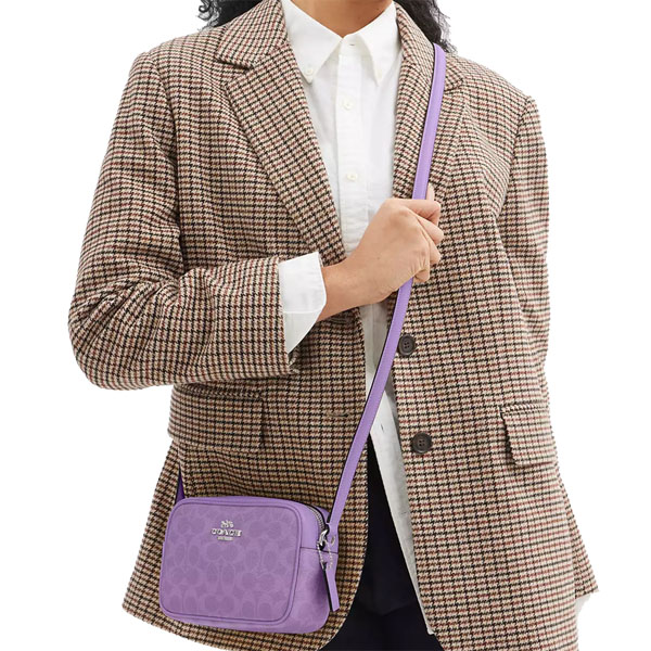 Coach Mini Jamie Camera Bag In Signature Canvas Silver Iris # CY752