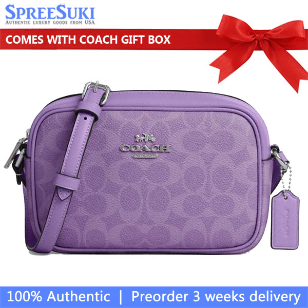 Coach Mini Jamie Camera Bag In Signature Canvas Silver Iris # CY752