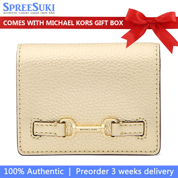 Michael Kors Carson Small Metallic Pebbled Leather Wallet Pale Gold # 35S5G2ZE1M