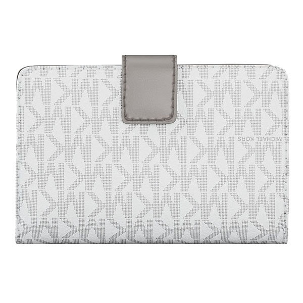 Michael Kors Jet Set Medium Signature Logo Bi-Fold Wallet Optic White # 35F3GTVF2V