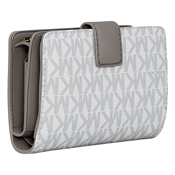 Michael Kors Jet Set Medium Signature Logo Bi-Fold Wallet Optic White # 35F3GTVF2V