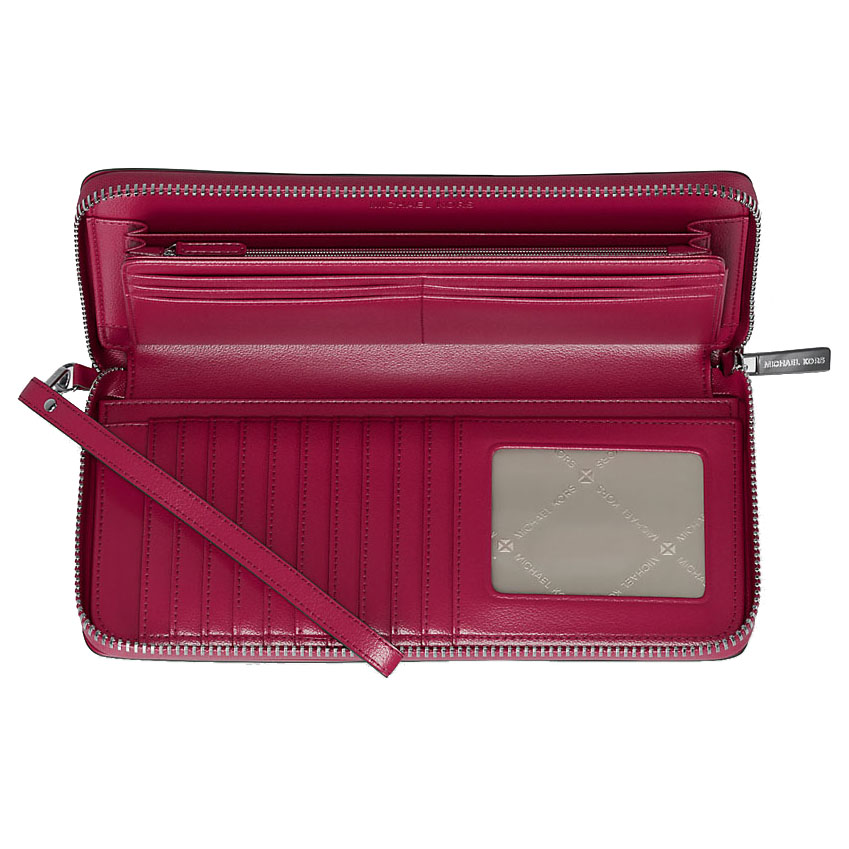 Michael Kors Large Pebbled Leather Continental Wallet Dk Raspberry # 35F7STVE7L