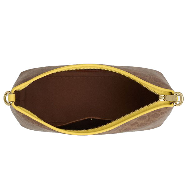Coach Laurel Shoulder Bag In Signature Canvas Tan Yellow # CV975