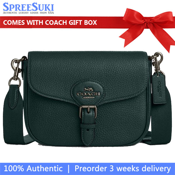 Coach Amelia Saddle Bag Gunmetal Dark Teal # CP107