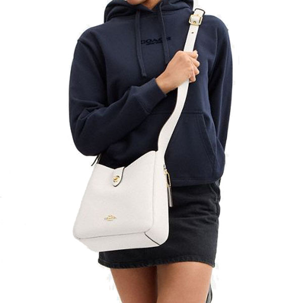 Coach Hadley Convertible Crossbody Bag In Suede Chalk # CW002