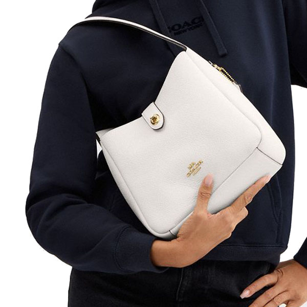 Coach Hadley Convertible Crossbody Bag In Suede Chalk # CW002