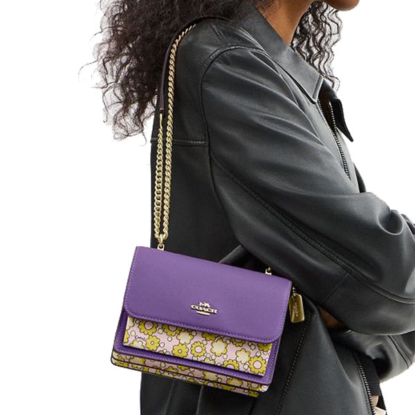 Coach Mini Klare Crossbody Bag In Colorblock With Floral Print Lilac Multi # CBM62