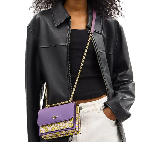 Coach Mini Klare Crossbody Bag In Colorblock With Floral Print Lilac Multi # CBM62