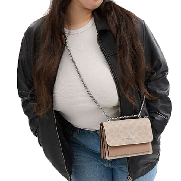 Coach Mini Klare Crossbody Bag In Signature Canvas Silver Sand Taupe # CW206