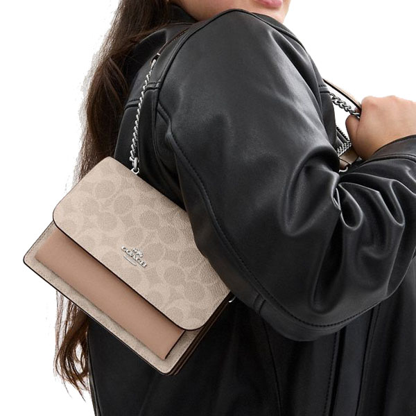 Coach Mini Klare Crossbody Bag In Signature Canvas Silver Sand Taupe # CW206