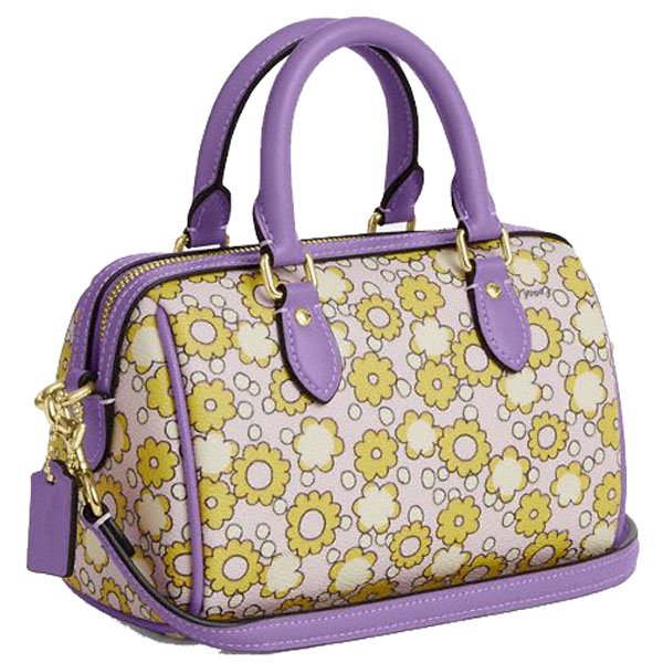 Coach Mini Rowan Crossbody Bag With Floral Print Lilac Multi # CBM69