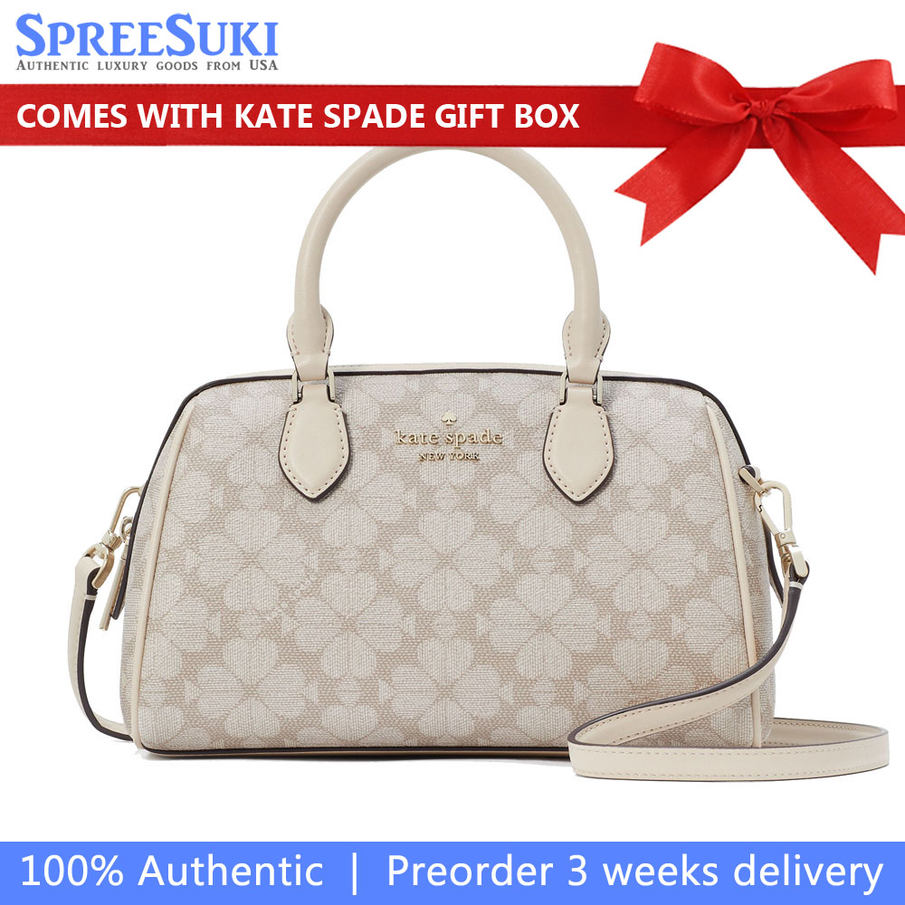 Kate Spade Spade Flower Duffle Crossbody Bag Sling Dark Beige # KG483