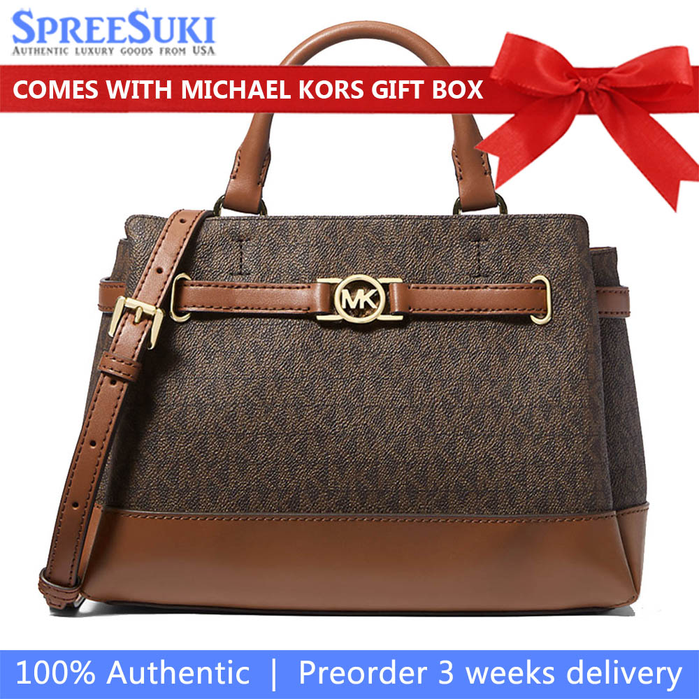 Michael Kors Reed Small Signature Logo Satchel Brown # 35F4G6RS1B