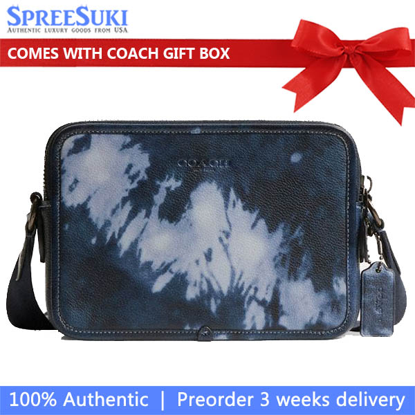 Coach Charter Crossbody Bag 24 With Tie Dye Print Midnight Navy Multi # CU093