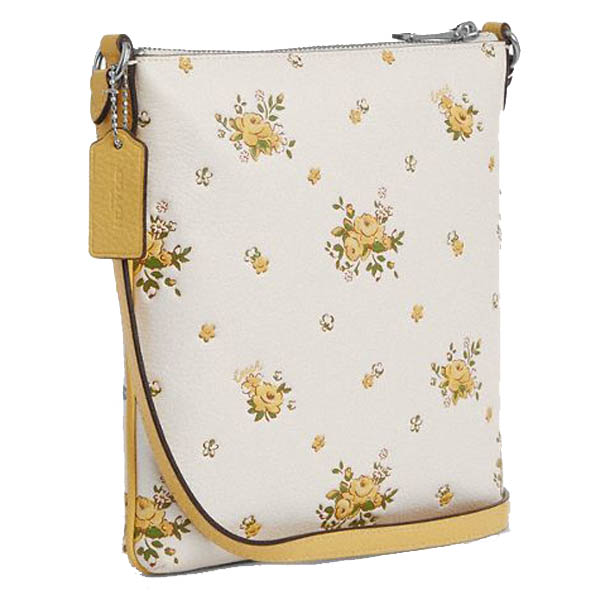 Coach Mini Rowan File Bag With Floral Print Silver Chalk Multi # CAQ08