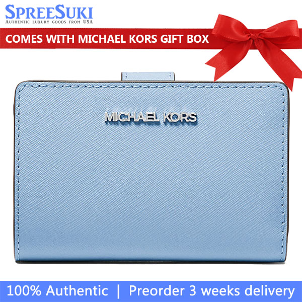Michael Kors Medium Saffiano Leather Wallet Light Sky # 35R4STVF6L