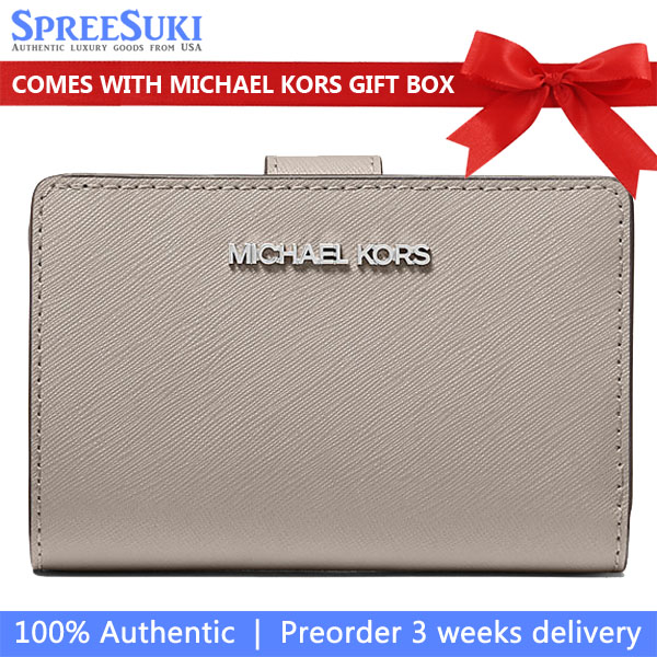Michael Kors Medium Saffiano Leather Wallet Pearl Grey # 35R4STVF6L