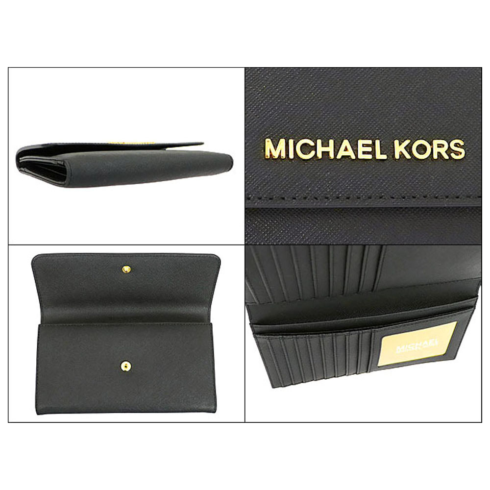 Michael Kors Long Wallet Large Trifold Wallet Black # 35S8GTVF7L