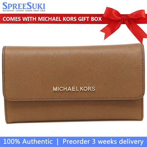 Michael Kors Long Wallet Large Trifold Wallet Luggage Brown # 35S8GTVF7L