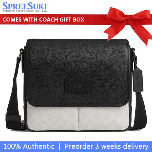 Coach Sprint Map Bag 25 In Colorblock Signature Canvas Gunmetal Chalk Black # CBI14