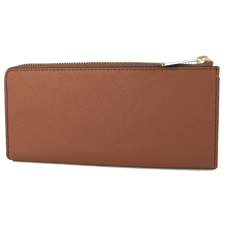 Michael Kors Jet Set Travenuel Large Saffiano Leather Quarter-Zip Wallet Luggage # 35T6GTVE3L
