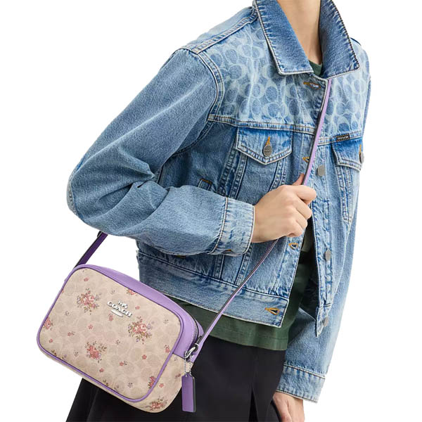 Coach Jamie Camera Bag In Signature Canvas With Floral Print Silver Sand Multi # CAT03