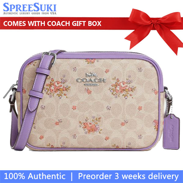 Coach Jamie Camera Bag In Signature Canvas With Floral Print Silver Sand Multi # CAT03