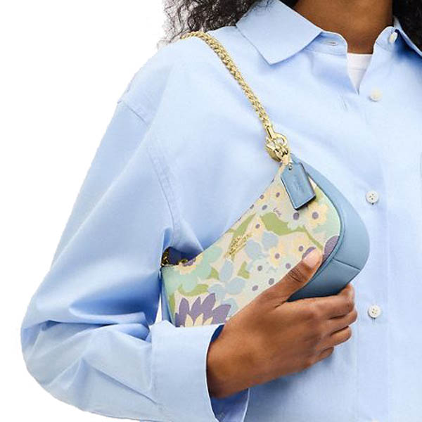 Coach Teri Mini Crossbody Bag With Floral Print Blue Bell Multi # CBG63