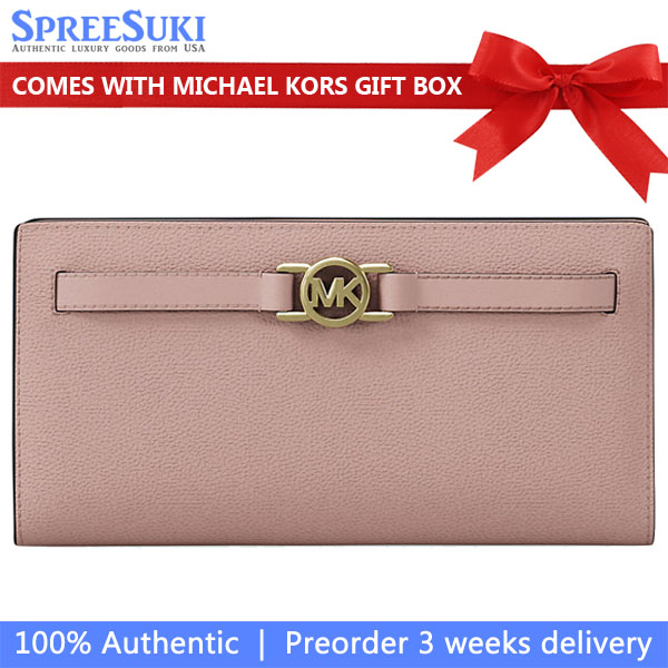 Michael Kors Reed Large Pebbled Leather Wallet Powder Blush # 35F4G6RE3L