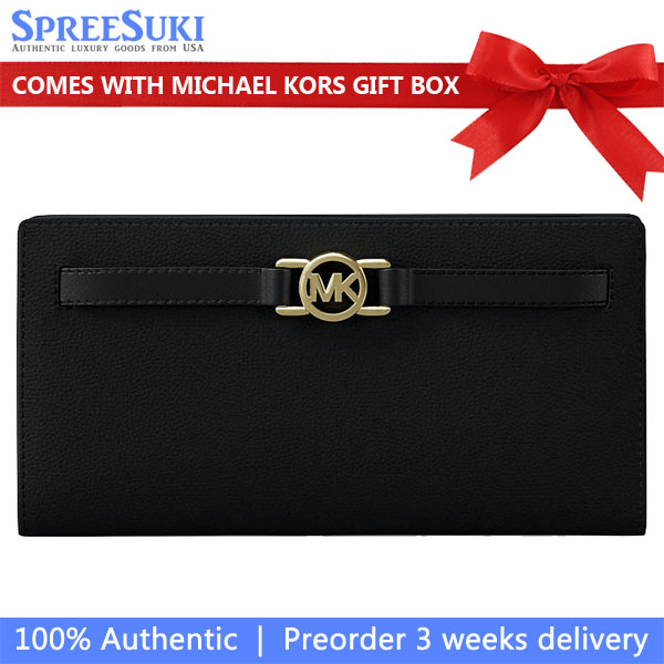 Michael Kors Reed Large Pebbled Leather Wallet Black # 35F4G6RE3L