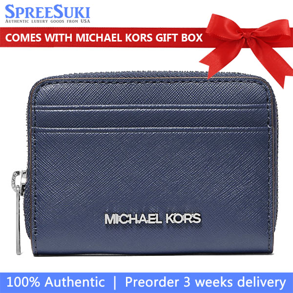 Michael Kors Jet Set Travenuel Medium Saffiano Leather Wallet Navy # 35H8STVZ5L