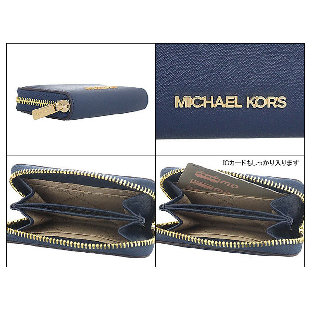 Michael Kors Jet Set Travenuel Medium Saffiano Leather Wallet Navy # 35H8STVZ5L