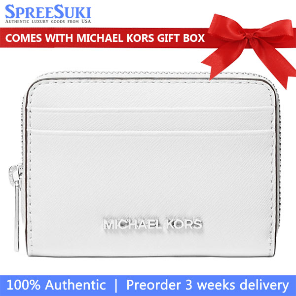 Michael Kors Jet Set Travenuel Medium Saffiano Leather Wallet Optic White # 35H8STVZ5L